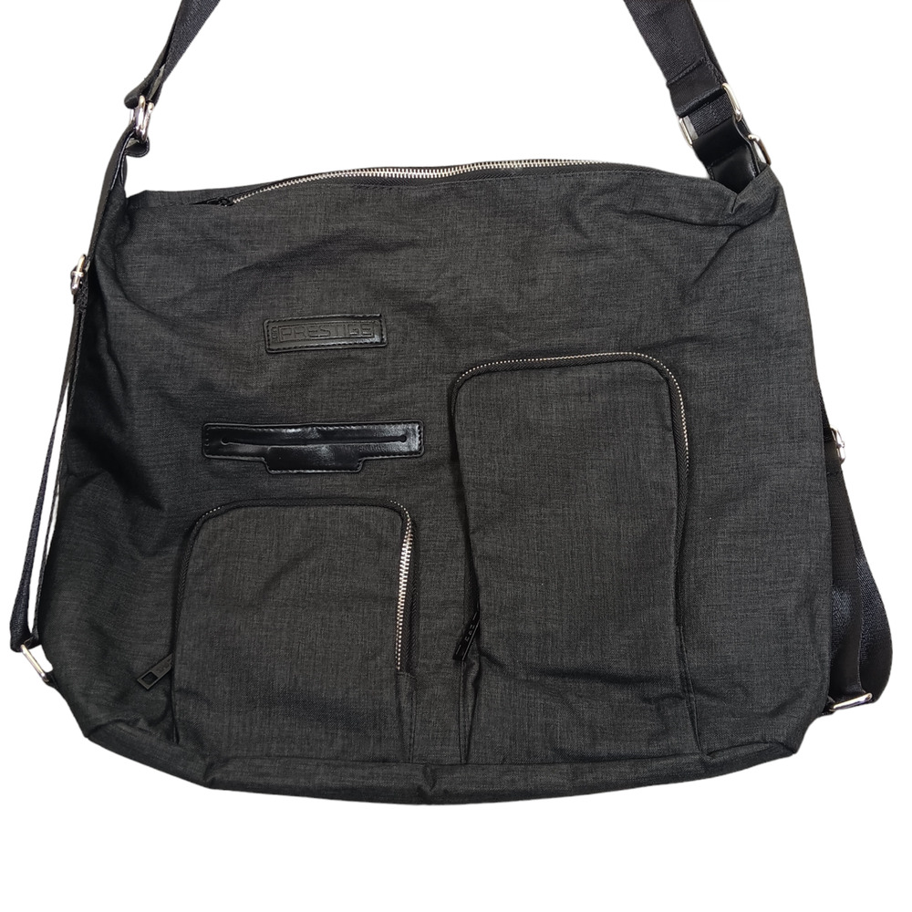 Prestige Travel Bag 15" x 12" x 4" Charcoal Gray Zippered Closure Carry On Slit